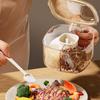 Caja de condimentos de cuatro compartimentos con asa abatible, tarro de condimentos de cocina, tarro de sal, caja de condimentos gourmet a prueba de humedad para el hogar, con tapa