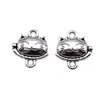 15x 15.4x 5.4mm 2.7g plata antigua DIY accesorios de joyería retro cabeza de gato de la suerte conector