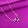 Nuevo Collar de Plata de Alta Venta, Cadena para Clavícula con Estrellas Incrustadas de Piedras, Joyería de Plata Estilo Coreano Linda y Dulce, Regalo de Cumpleaños