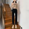 Calças retas de cintura alta retrô soltas Jeans femininos 2024 Moda Nova Chegada Estilo Hong Kong Calças de cachimbo cortadas