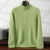 Suéter de Cashmere com Gola Alta e Zíper para Homens, Suéter Base de Lã Grossa de Inverno em Cashmere para Jovens e Meia-Idade