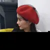 Boina de encaje para otoño e invierno, sombrero boina retro británico de pintor, lana, elegante, versátil, boina de malla, moderna para mujer