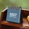 Mini Calendario de Escritorio Completo para 2027, Sencillo y Portátil, Calendario Retro de Check-In, Calendario Lunar, Decoración de Escritorio, Pequeño Adorno