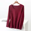 Nuevos estilos de otoño e invierno: Tops básicos de cuello redondo, manga larga, talla grande para mujer, con colores lisos, corte ajustado y grosor añadido para abrigar
