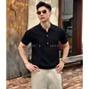 Camisa polo, camisa de punto, camiseta de manga corta para hombre, polo con textura, estilo old money, verano de negocios, venta al por mayor de fábrica transfronteriza