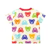 Roupas Infantis Verão Novo Estilo Meninos e Meninas Desenho Animado Estampa Completa Cabeça de Urso Colorida Camiseta de Manga Curta Tops de Bebê
