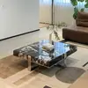 Nova Mesa de Centro Mármore Pedra Sinterizada Minimalista de Alto Padrão Sala de Estar Villa de Alto Padrão Moderna Simples Apartamento Pequeno Personalizada de Alto Padrão