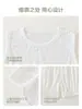 Conjunto de Roupa Sem Manga em Fibra de Bambu para Crianças, Estilo Fino de Verão, Roupas Unissex para Bebês, Conjunto de Duas Peças Estilo Coreano