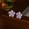 Pendientes de plata S925 con diseño de moda de Corea del Sur, con circonitas, para mujer, con pétalos frescos y dulces, joyería para celebrar internet.
