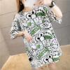 Camiseta de manga corta cec, popular en Internet, superpopular, novedad de verano 2020, de longitud media, holgada, coreana, con dibujos animados, para mujer, AliExpress.