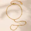 Rueda de la fortuna nueva cadena de dedos de cuentas pequeñas simples anillo cadena de acero inoxidable chapado en oro para mujer joyería de moda personalizada venta al por mayor