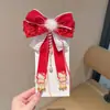 Horquilla para el Cabello con Cinta de Lazo Estilo Antiguo Accesorios para el Cabello Niños Nuevo Año Rojo Festivo Horquilla Niña Traje Han Tocado