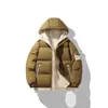 Chamarra con capucha acolchada de algodón, unisex, engrosada para abrigar, a prueba de viento, casual, diseño liso, moderna y simple, versátil, elegante para hombres
