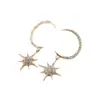 Brincos de Pérola Coreanos de Alta Qualidade 2026, Agulha de Prata Estilo Vintage Chanel Diamante Colorido Estrela de Oito Pontas Brincos de Tarraxa Atacado