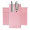 Bolsa de papel rosa libre de polvo para cubiertos, superventas transfronteriza, servilleta de tela con estampado de hotel de alta gama, mantel individual de papel desechable