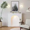 Chimenea de crema estilo francés sala de estar mueble decorativo tallado decoración vintage estante de chimenea estilo europeo mueble con iluminación ambiental para una casa de huéspedes