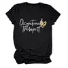 Terapeuta ocupacional Amazon Wish sitio independiente de moda versátil camiseta de mujer de cuello redondo y manga corta