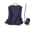 Top de punto básico cómodo para Otoño e Invierno, tacto piel, Lyocell Tencel Lana, cuello redondo, manga larga, camiseta interior