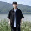Camisa de Manga Corta de Seda de Hielo Texturizada Nasa para Hombre Verano Delgada 2026 Nueva Holgada Casual Chaqueta Camisa para Hombre
