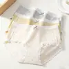 Roupa íntima feminina de algodão gaze colorida de cintura média, Roupa íntima macia de algodão classe A para mulheres, Roupa íntima antibacteriana com forro estendido 10A totalmente em algodão