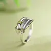 Anillo de Arte de Moda Artesanal Retro de Plata S925 Rey Ciervo Dorado Al Por Mayor Anillo de Plata de Apertura de Flecha para Pareja para Hombre y Mujer