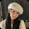 2025 Nuevo Boinas Pequeñas a Cuadros Retro que Muestran la Cara para Mujer Estilo Británico Primavera y Otoño Elegante Gorro de Pintor Tendencia