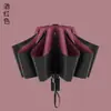 Paraguas Plegable Grande Totalmente Automático de 24 Varillas Engrosadas con Logo Personalizado, Doble Uso para Sol y Lluvia, Recubrimiento Negro para Protección Solar