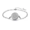 Pulsera de acero titanio con incrustaciones de diamantes calada tipo hilo de aromaterapia para difusión de aceites esenciales Pulsera con patrón de árbol de la vida europeo y americano venta al por mayor