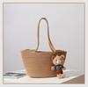 Nuevo bolso informal de algodón tejido con forma de paja y diseño de oso, bolso cruzado, bolso tejido, bolso de playa para vacaciones en la playa