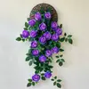 Revestimiento de pared de enredadera de rosas artificiales de alta gama y realista, adecuado para decorar paredes de sala de estar, con follaje y enredaderas de flores artificiales, incluyendo plantas colgantes