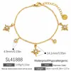 Pulseira Yuhui de Aço Titânio Transfronteiriça com Estrela de Oito Pontas, Cravejada com Diamantes, Vários Pingentes, Luxo Leve, Sensação de Alta Qualidade, Pulseira de Aço Inoxidável Banhada a Ouro Real