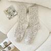 Calcetines de Lana con Hilo de Puntos para Mujer Otoño e Invierno Suaves Cerosos Doble Aguja Calcetines Apilables Color Crema Hilo Mixto Estilo Ins Calcetines Estilo Coreano