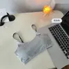 Top de Camisola con Pecho Envuelto para Mujer, Sujetador Ropa Interior, Estudiante Chica Pecho Pequeño Sin Aro de Acero Cuello en V Interior Tejido