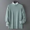 Baicai Rong Nuevo Suéter de Lana Pura Otoño/Invierno para Hombre Grosor Extra Cuello Redondo Jersey Simple Casual de Negocios Capa Base de Punto