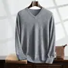 Tejido de Cachemir para Hombre Cuello en V Tejido Casual de Negocios de Manga Larga Prenda Base de Tejido con Nuevas Prendas Superiores de Otoño e Invierno
