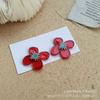 Puntadas rojas floret figura abstracta accesorios acrílicos pendientes hechos a mano DIY tocado funda para teléfono móvil Mayoreo