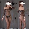 Medias de Lencería Sexy Traje de Mujer Transparente Sexy Tentación Medias Abiertas Combinación de Uniforme Ropa de Malla Wsy