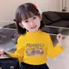 Y2544# Ropa de Otoño para Niñas Camiseta Cálida Camiseta de Manga Larga para Niñas Top de Primavera y Otoño Camiseta Básica Cuello Semi-alto de Terciopelo
