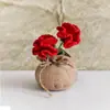 Bolsa de la Suerte Tejida a Crochet Hecha a Mano Transfronteriza Plantas Pequeñas en Maceta Muebles para el Hogar Decoración de Rosa Tejida de Lana Plantas en Maceta Flor Simulada