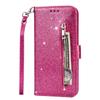 Adecuado para Samsung Note20 Moda Glitter Lanyard Bolsa con Cremallera Soporte Note20 Ultra Barra Cubierta Protectora