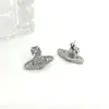 Nuevos Pendientes de Botón con Forma de Saturno, Full Diamond, Estilo Ins, Únicos, Reina Madre, Moda Europea y Americana, Joyería de Nicho