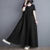 Foto Real Vestido de Alça Liso Algodão e Linho Tamanho Grande Feminino Artístico Solto Casual Grande Balanço Vestido Comércio Exterior Coreia do Sul