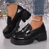 35-43 Tallas Grandes Zapatos de Mujer Mocasines de Suela Gruesa para Mujer Exportación Primavera y Otoño Nuevos Versátiles Estilo Británico Zapatos Pequeños de Cuero Planos