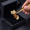 Broche Criativo Estiloso Retrô Gato de Cauda Grande Exquisito e Fofo Acessórios para Roupas Bolsas Alfinete Broche