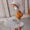 Sandalias de plataforma chancla con cuña de tamaño grande para exteriores, nuevo estilo europeo y americano de verano, chanclas de plataforma de suela gruesa para mujer