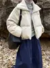 Chamarra Puffer Corta Black Label Anxin 90 de Plumas de Pato Blanco con Solapa Grande y Parches de Piel Sintética para Mujer, Nuevo Modelo de Invierno Y70