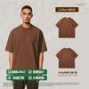 Camisetas Personalizadas do Fabricante 340g Marca da Moda Oversized Cor Sólida Gola Pequena High Street Manga Curta Estampa de Logo Bordado Algodão Pesado
