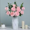 Flor artificial 3 cabezas tacto Austin tacto hidratante rosa boda hogar decoración de mesa de comedor accesorios para fotos flor