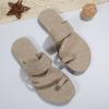 Chinelos Planos de Jeans Transfronteiriços para Mulheres 2026 Verão Novo Estilo Cor Sólida Bico Redondo Slip-On Casuais Sandálias de Tamanho Grande