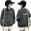 Roupa Infantil Meninas Outono Inverno Plus Veludo Novo Estilo Gatinho Espiando Tendência Cool Roupa Infantil Esportiva Versátil Moletom Crianças Médias e Grandes Top Tendência